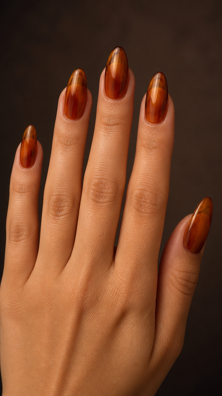 Honey Almond Nails with Translucent Layering