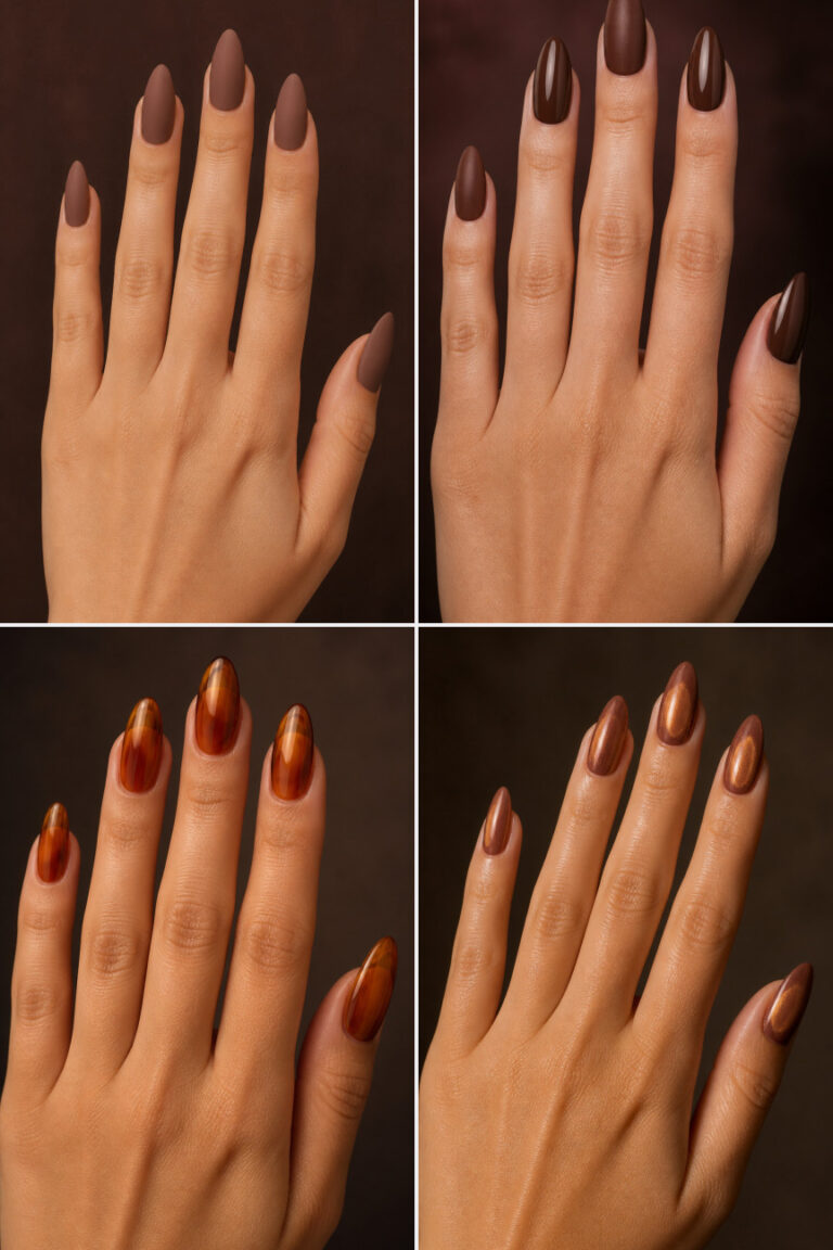 15 Brown Almond Nail Designs for an Elegant Look