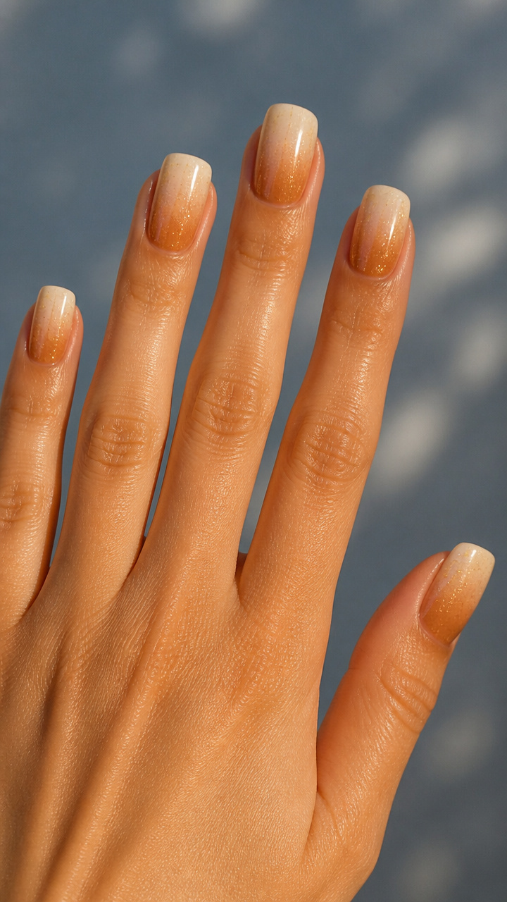 Creamy Caramel Ombré with Gold Flecks