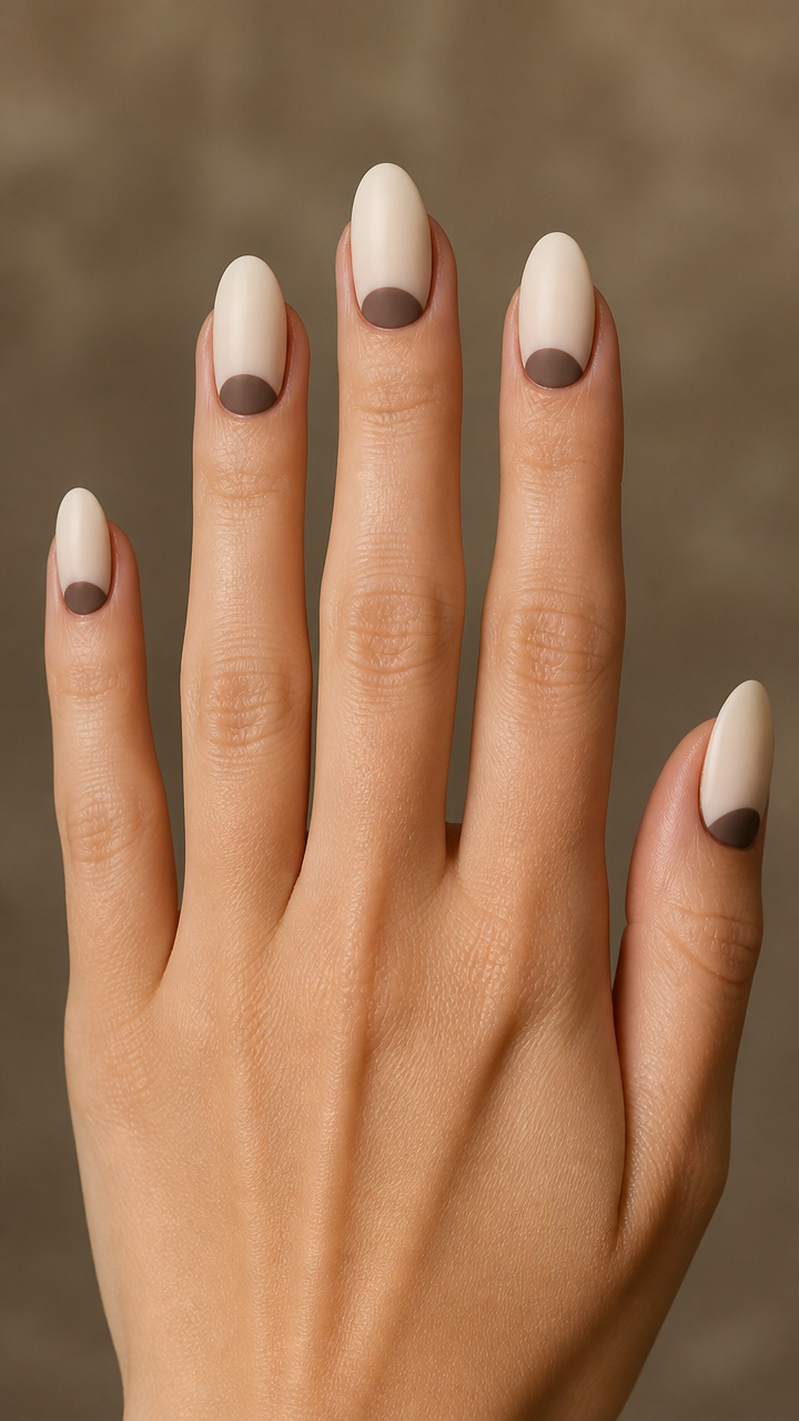 Dusty Walnut Half-Moon with Cream Base