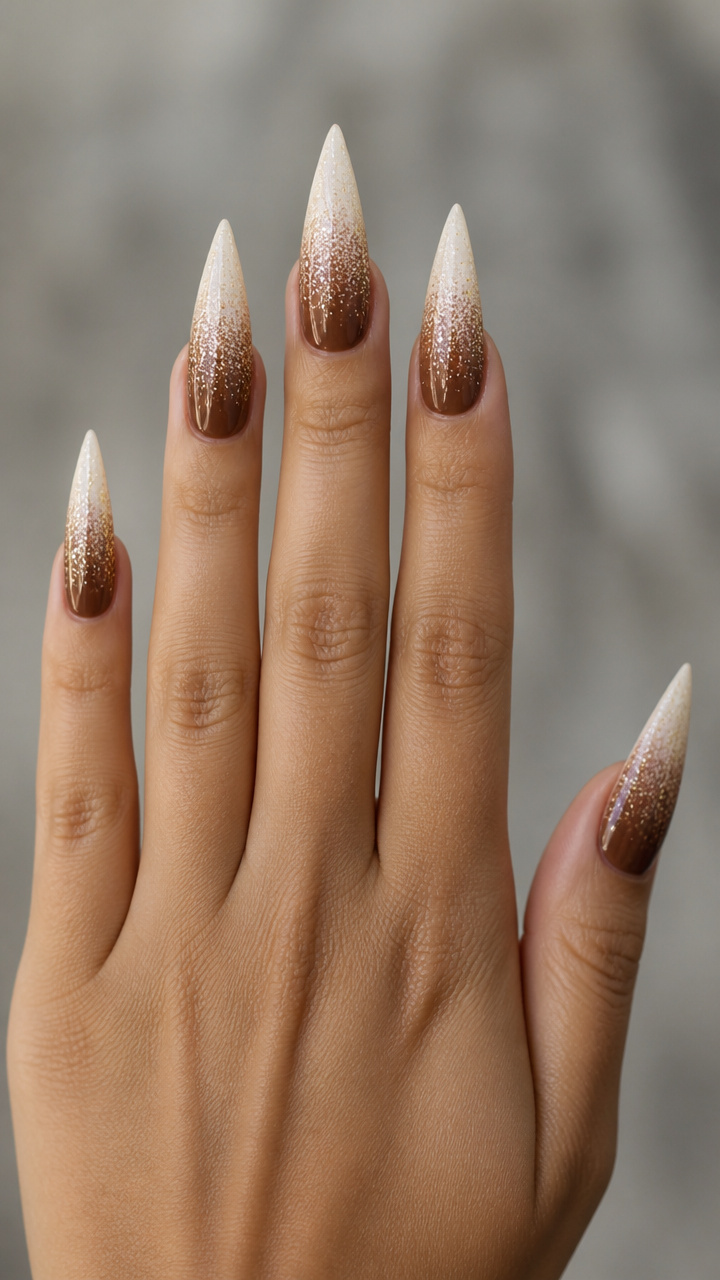 Vanilla Bean Glitter Gradient on Warm Brown