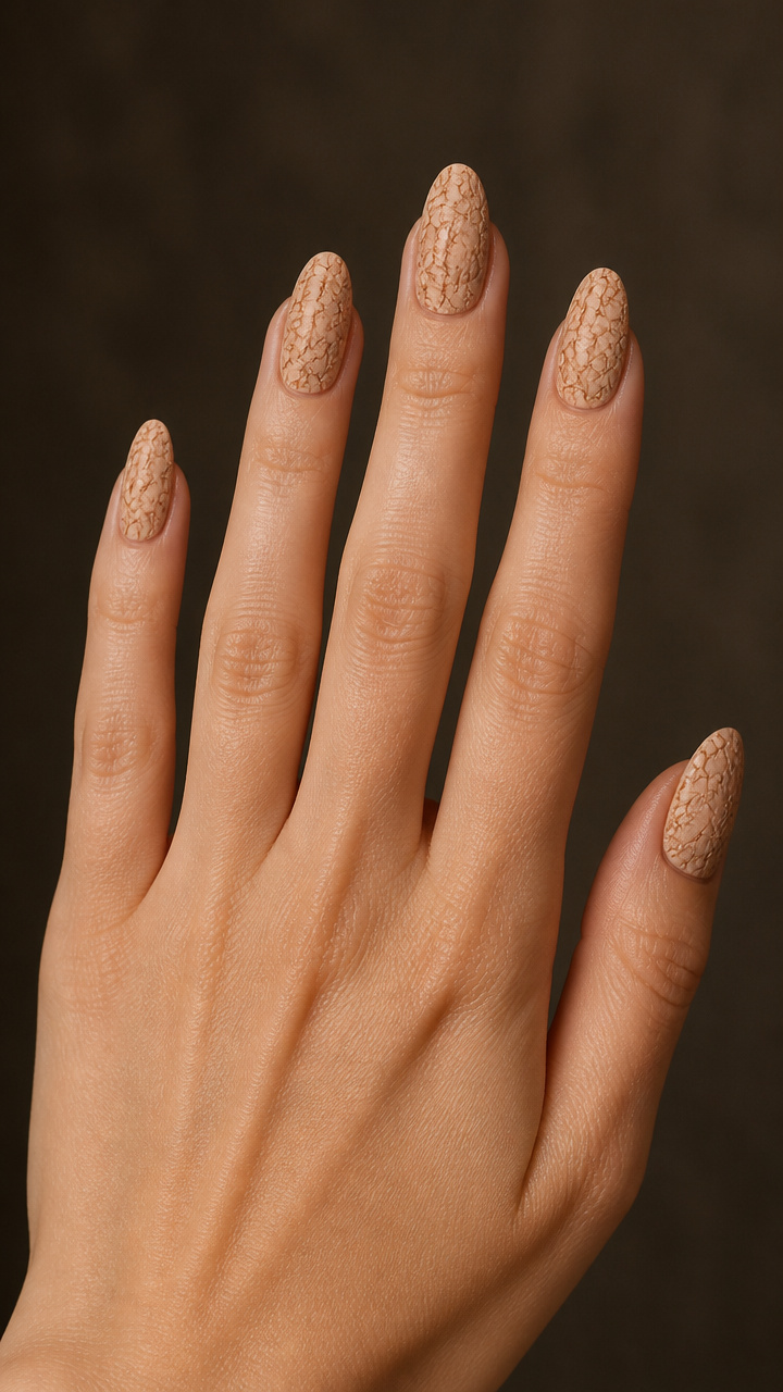 Camel Crackle Top Coat Over Nude Base