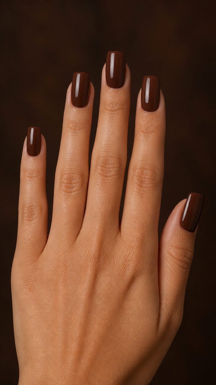 Rich Chestnut Press-On Nails in Square Shape