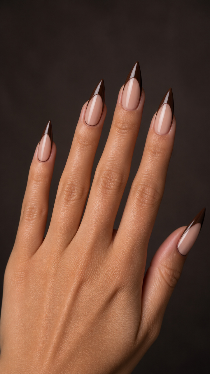 Espresso Stiletto Tips with Negative Space