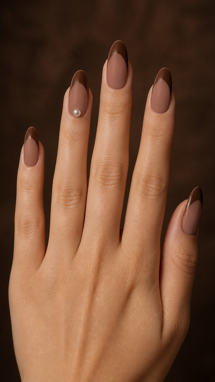 Cocoa-Dipped Almond Tips with Pearl Accent
