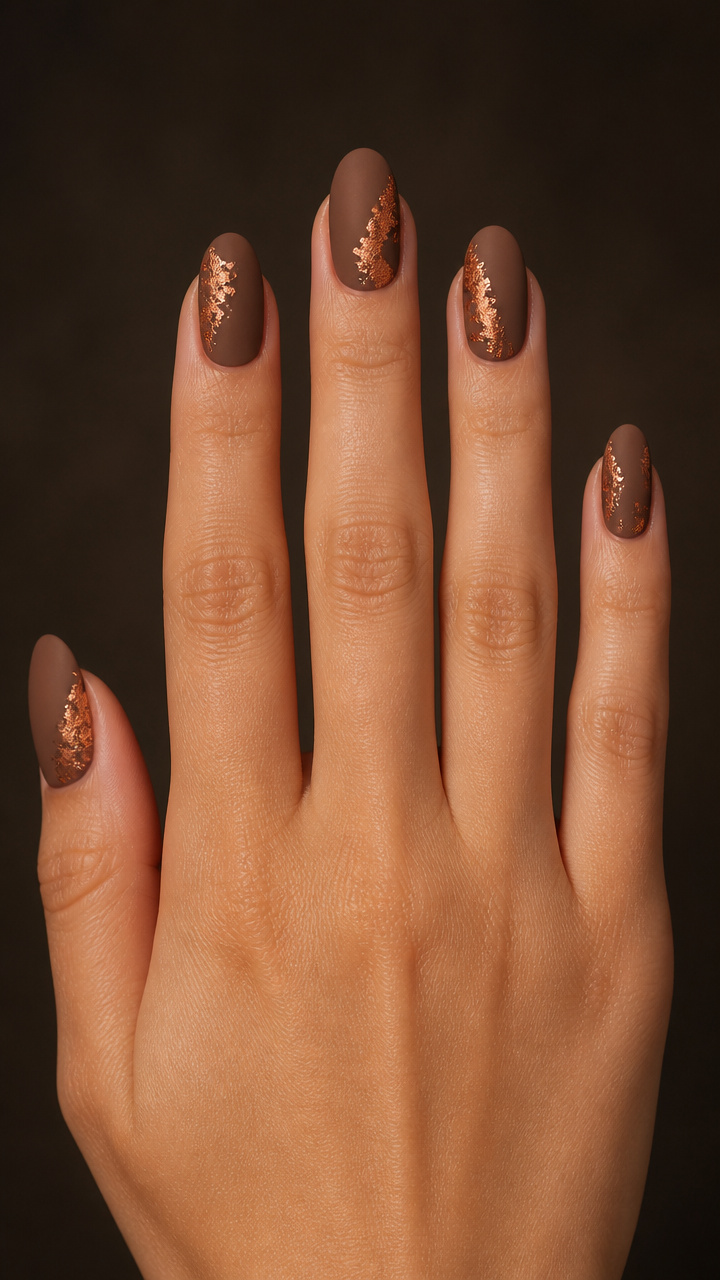 Rustic Brown Matte with Asymmetrical Foil Flakes