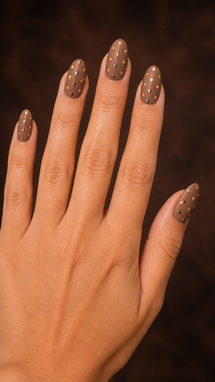 Toasted Marshmallow Matte Base with Gold Polka Dots