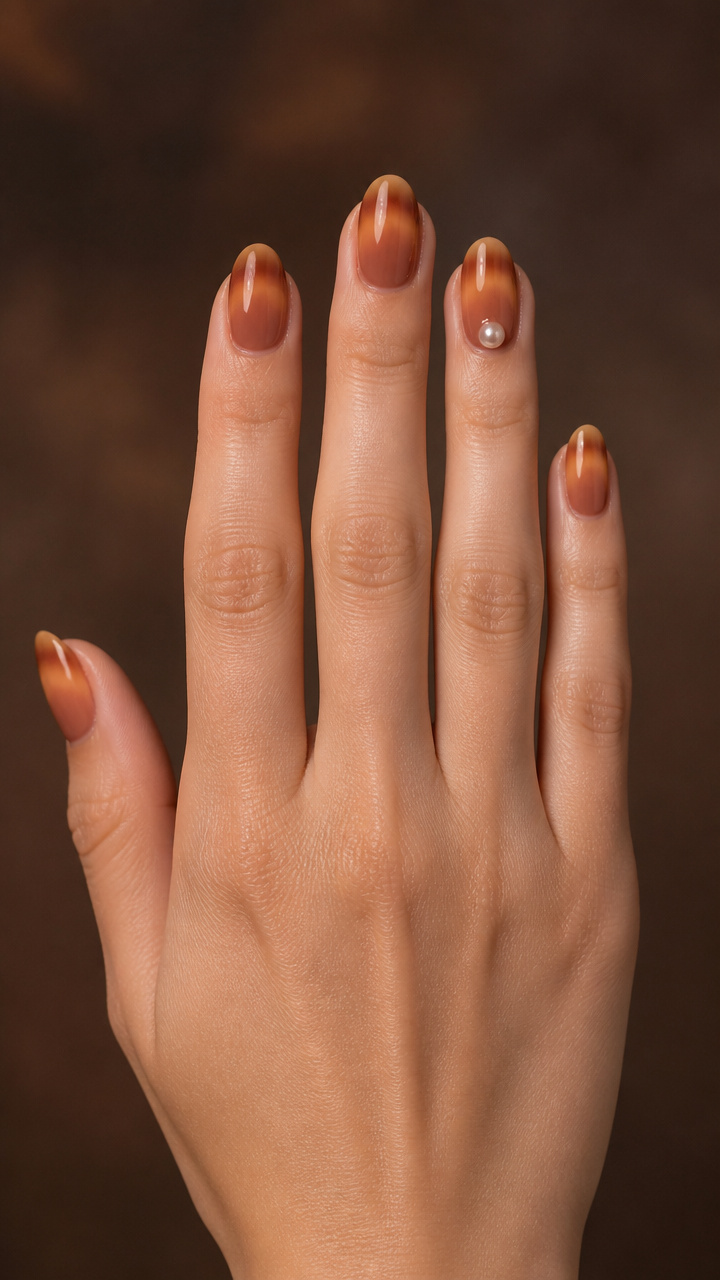 Caramel Glazed Ombré with Tiny Pearls