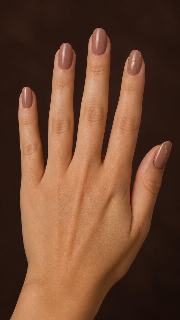 Hazelnut Nude with Minimalist Line Art