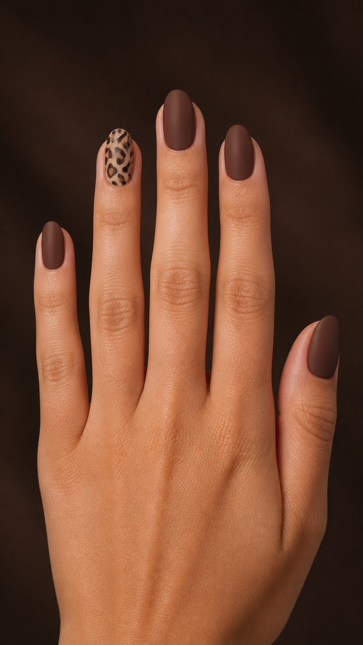 Cocoa Brown Base with Leopard Print Accent