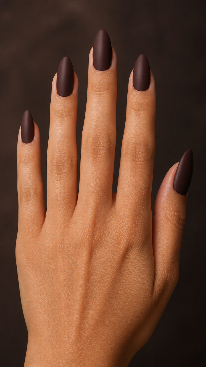 Matte Deep Fudge Almond Tips