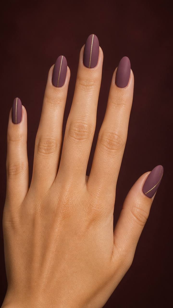 Muted Plum Matte with Minimalist Gold Line