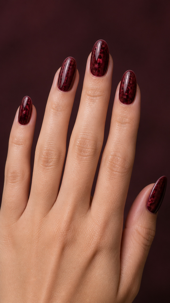 Deep Burgundy Glaze Over Textured Base