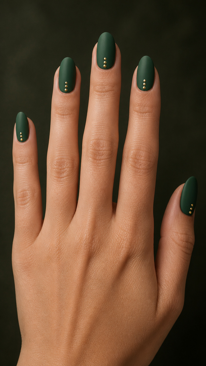 Forest Green with Matte Top Coat and Gold Dot Trio
