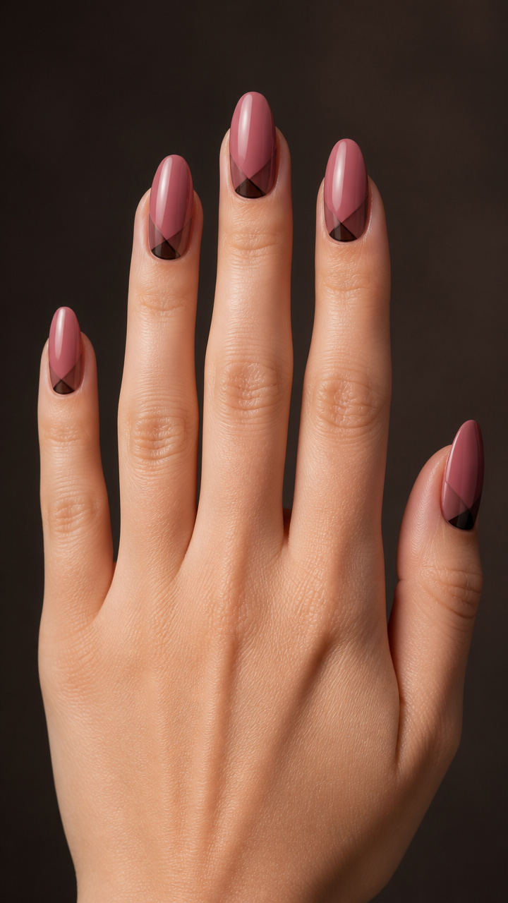 Dusty Rose with Translucent Black Triangle Accent