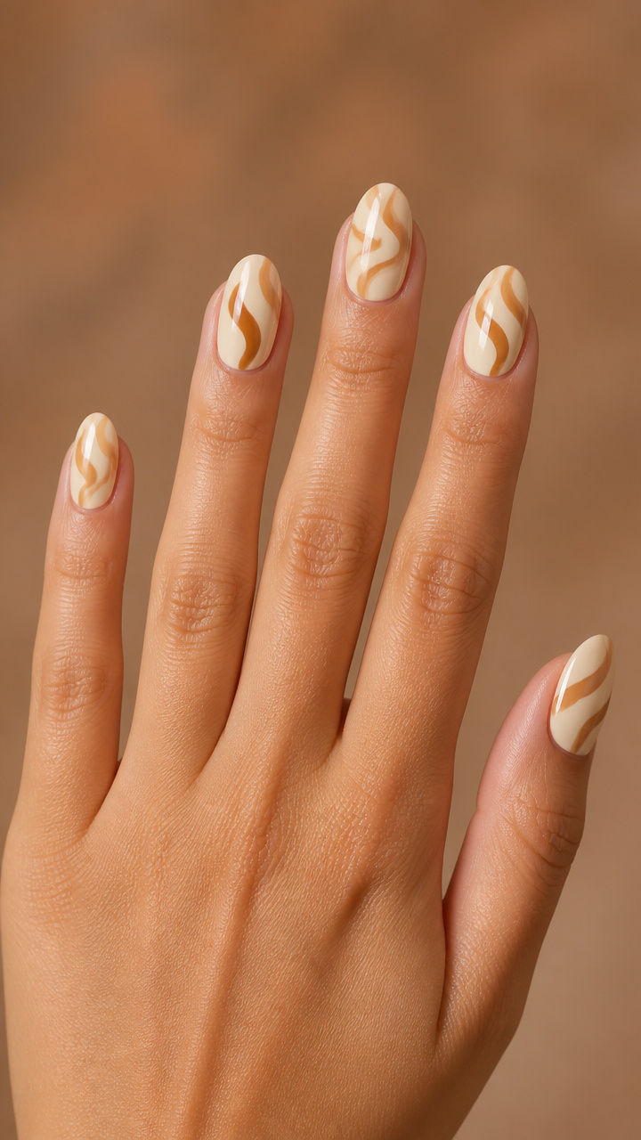 Caramel Swirl Accents on Cream Base