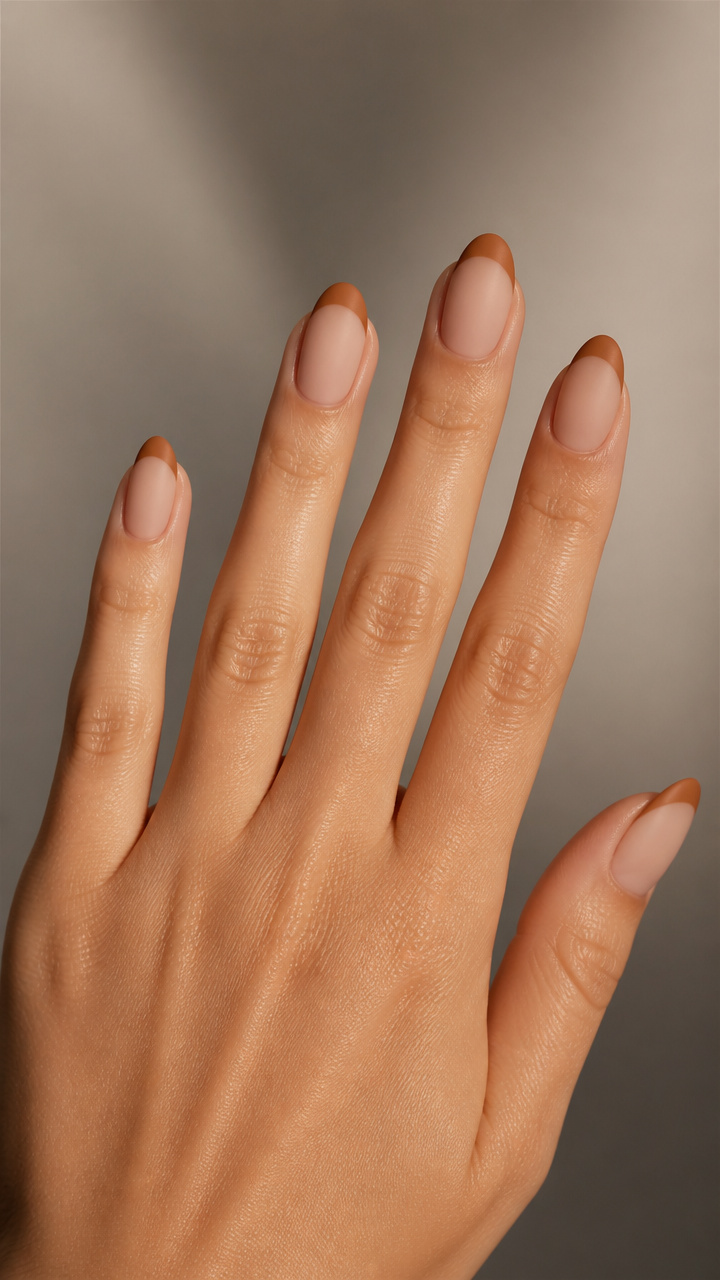 Caramel Almond Tips with Matte Finish