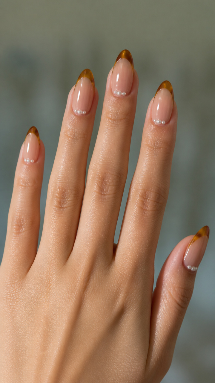 Amber Tinted Tips with Mini Pearls