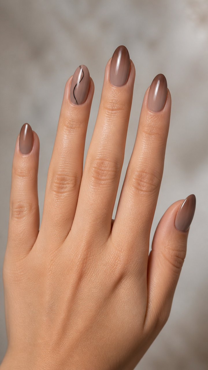 Taupe Ombre with Minimalist Line Art