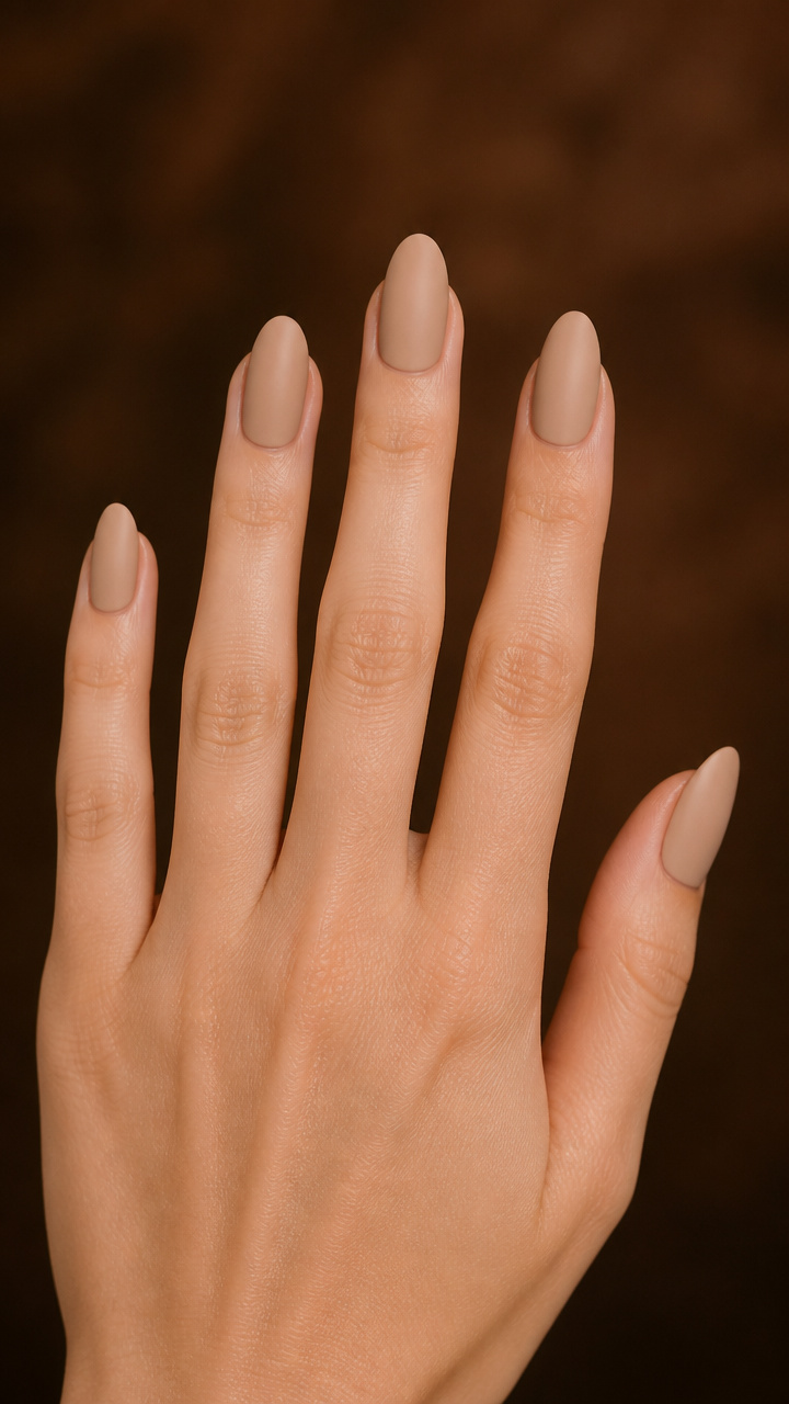 Warm Beige Almond with Matte Top Coat