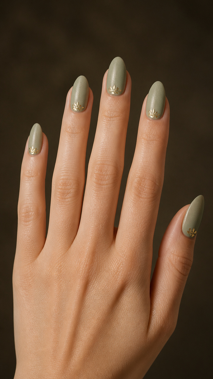 Sage Beige with Tiny Leaf Decals