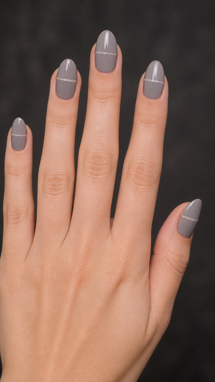 Ash Gray with Single Glitter Stripe
