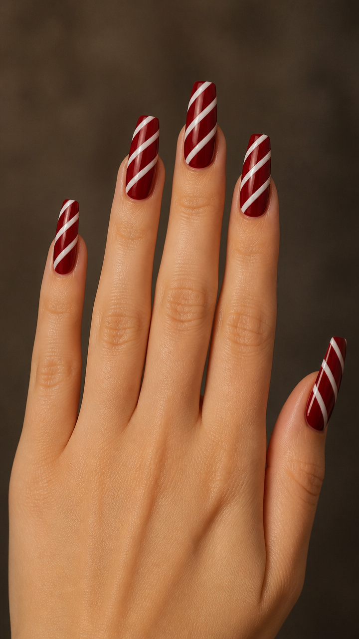 Candy Cane Stripes on Deep Cherry Red