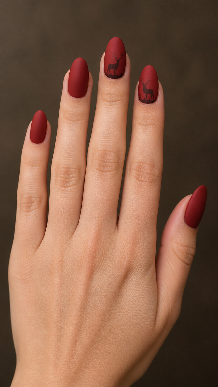Red Velvet Base with Matte Deer Silhouettes