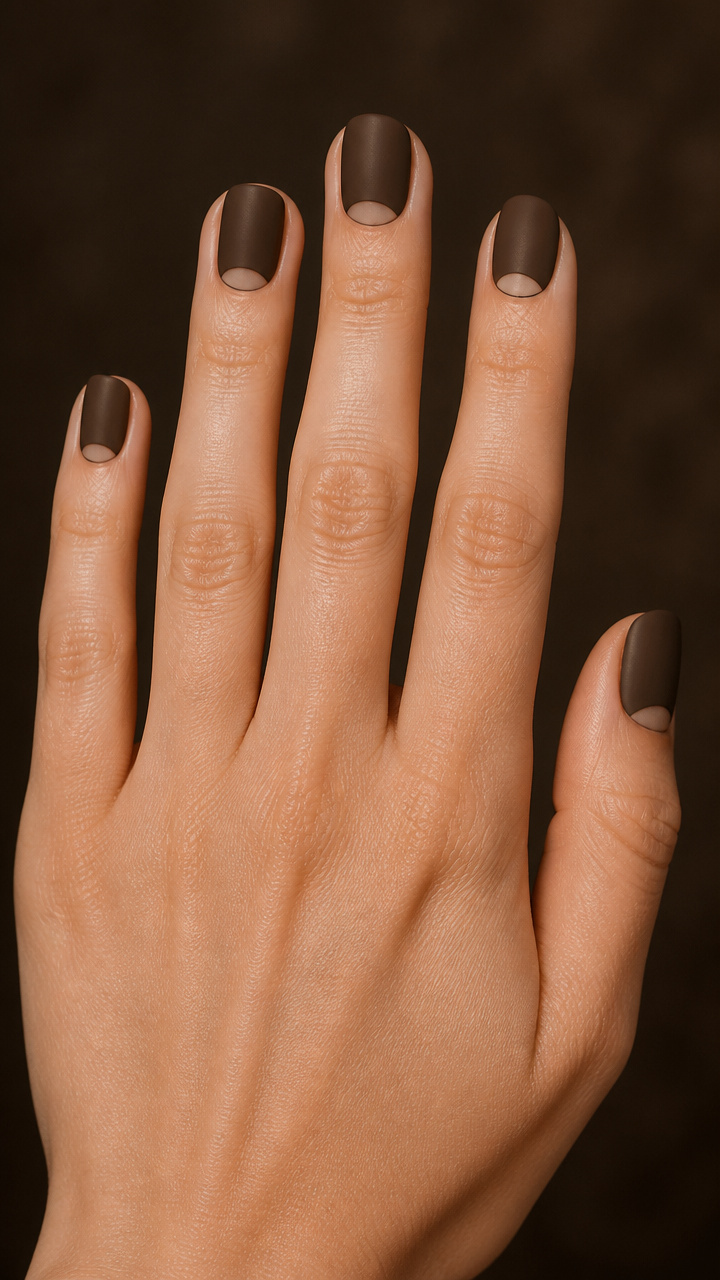 Smoked Walnut Half-Moon Manicure