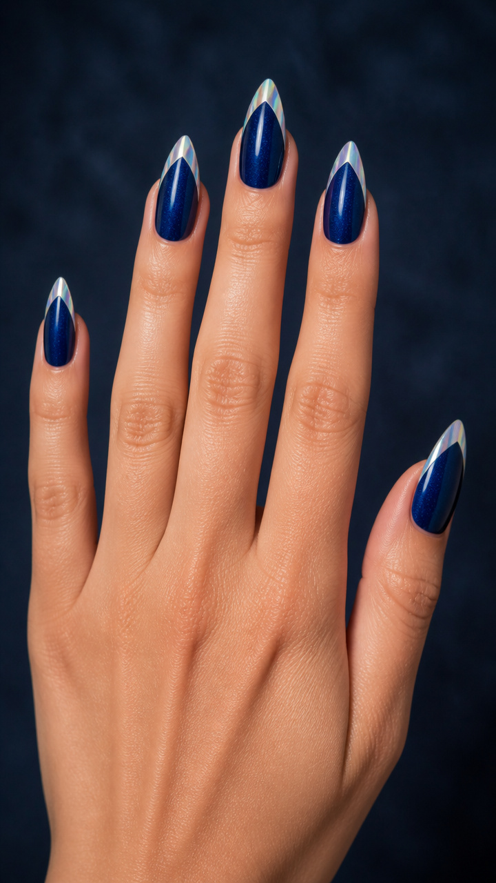Midnight Blue Holographic Tips