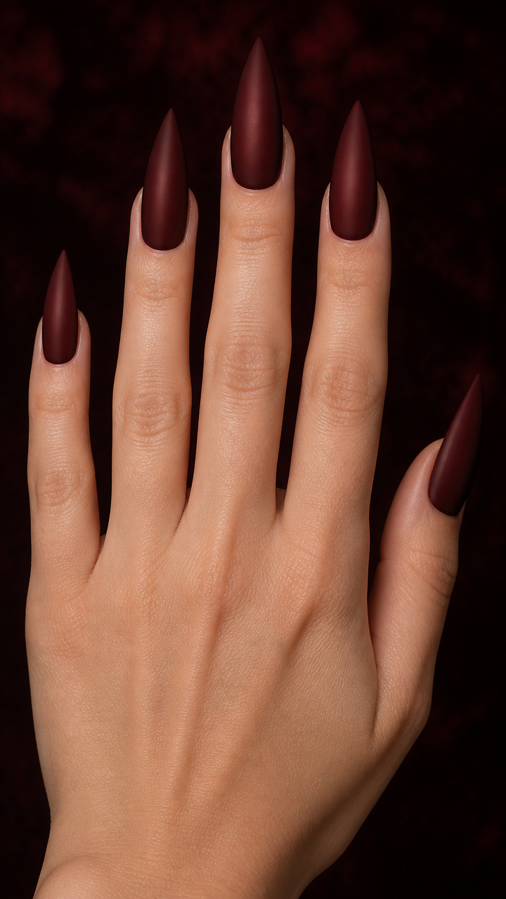 Dried Blood Red Stiletto with Matte Topper