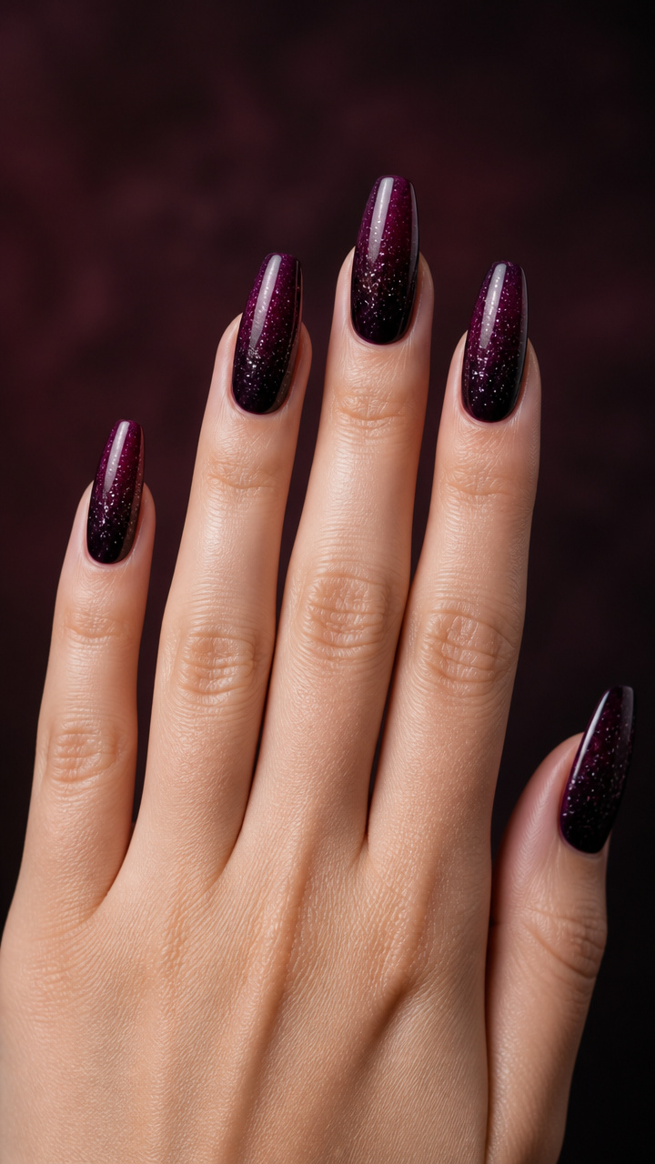 Deep Plum Ombré with Silver Flecks