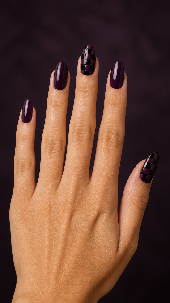 Eggplant with Glossy Checkerboard Accent