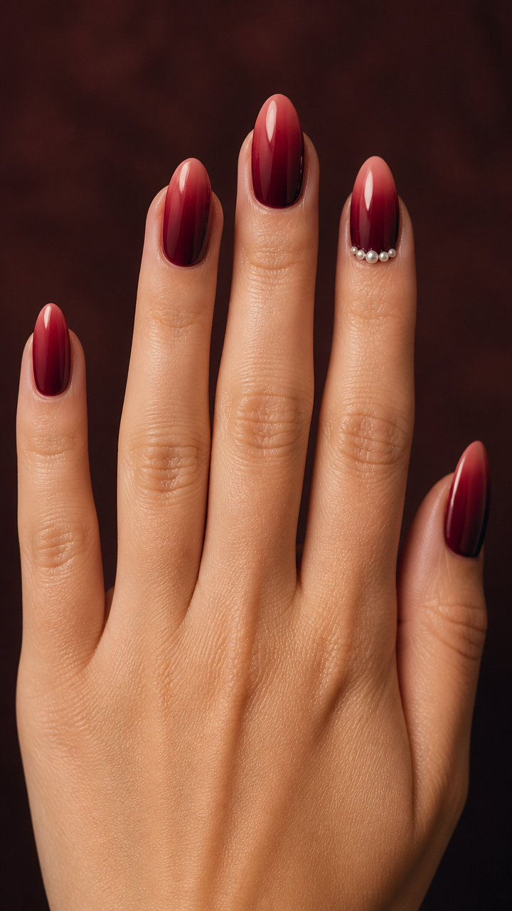 Mulled Wine Ombré with Tiny Pearls