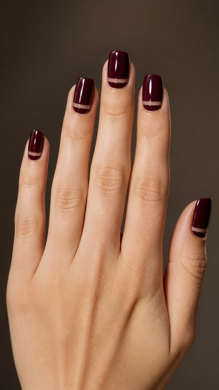 Burgundy Wine Shine with Negative Space Band