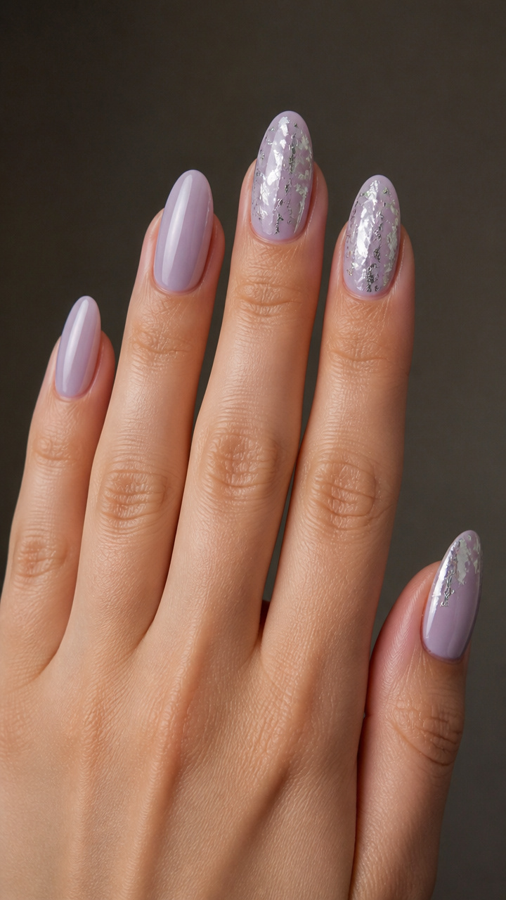 Silver Leaf Accents on Frosted Lilac