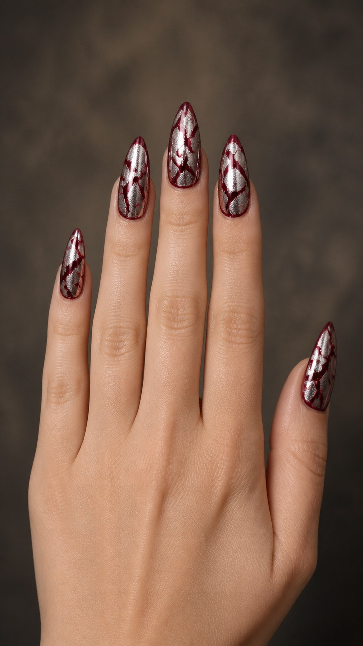 Red Velvet Crackle Over Chrome Base