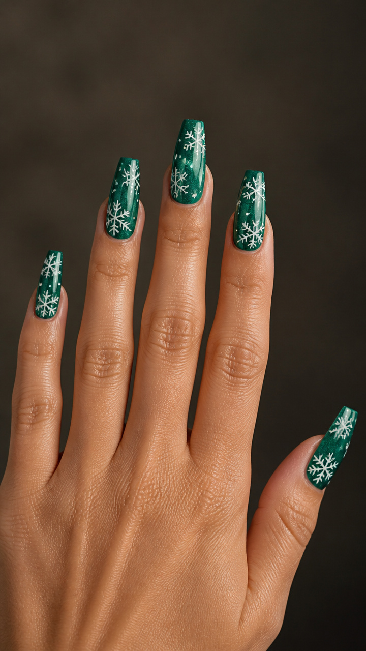 Frosted Emerald Green with Snowflake Stencils