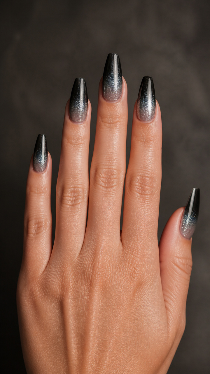 Dual-Tone Ombre: Black to Silver Fade