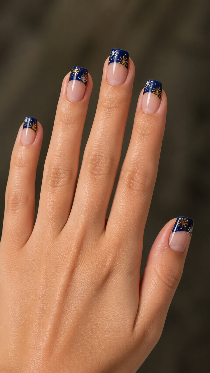 Mini Firework Decals on Deep Navy Tips
