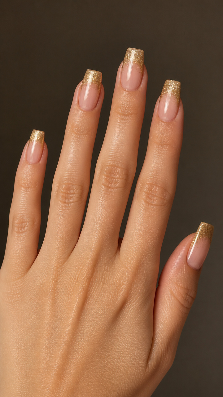 Gold Ombré French Tips on Square Nails
