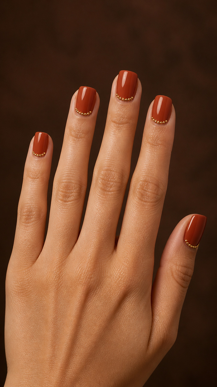 Rustic Terracotta Square with Gold Microbeads
