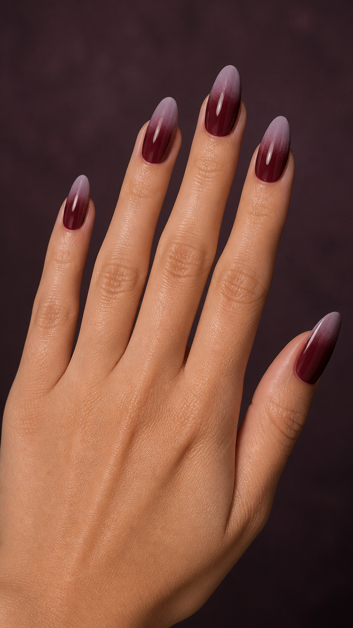 Plum Wine Ombré with Frosted Tips