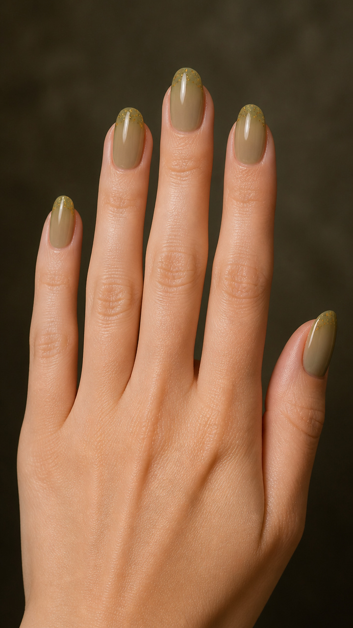 Olive Sheer French with Bronze Flecks