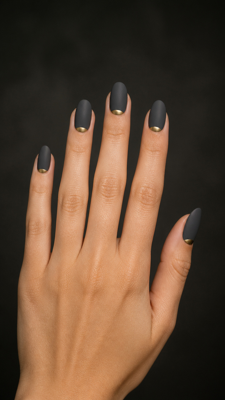 Charcoal Gray Matte With Gold Half-Moons