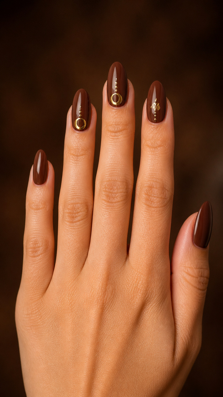 Chestnut Brown With Gold Moon Phases