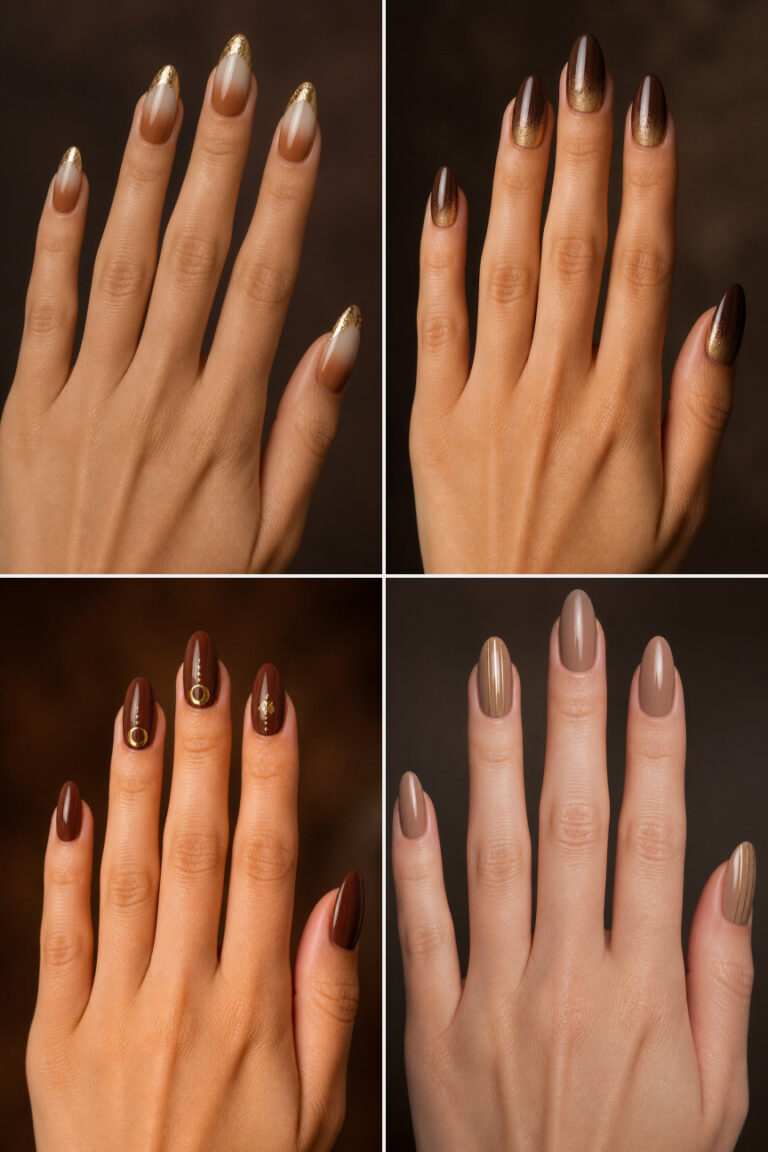 15 Late Fall Nail Designs With Gold Accents