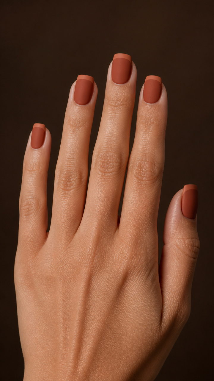 Burnt Sienna Matte French Tips
