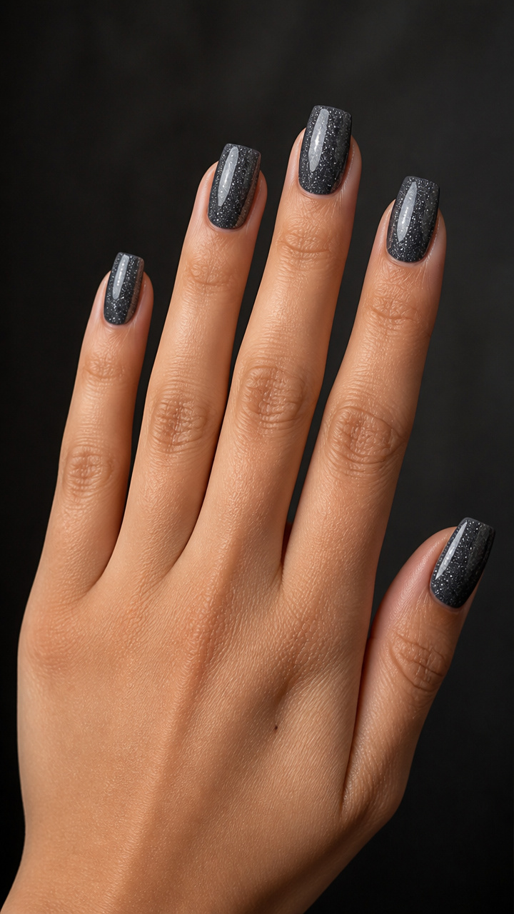 Charcoal Gray with Silver Micro Glitter