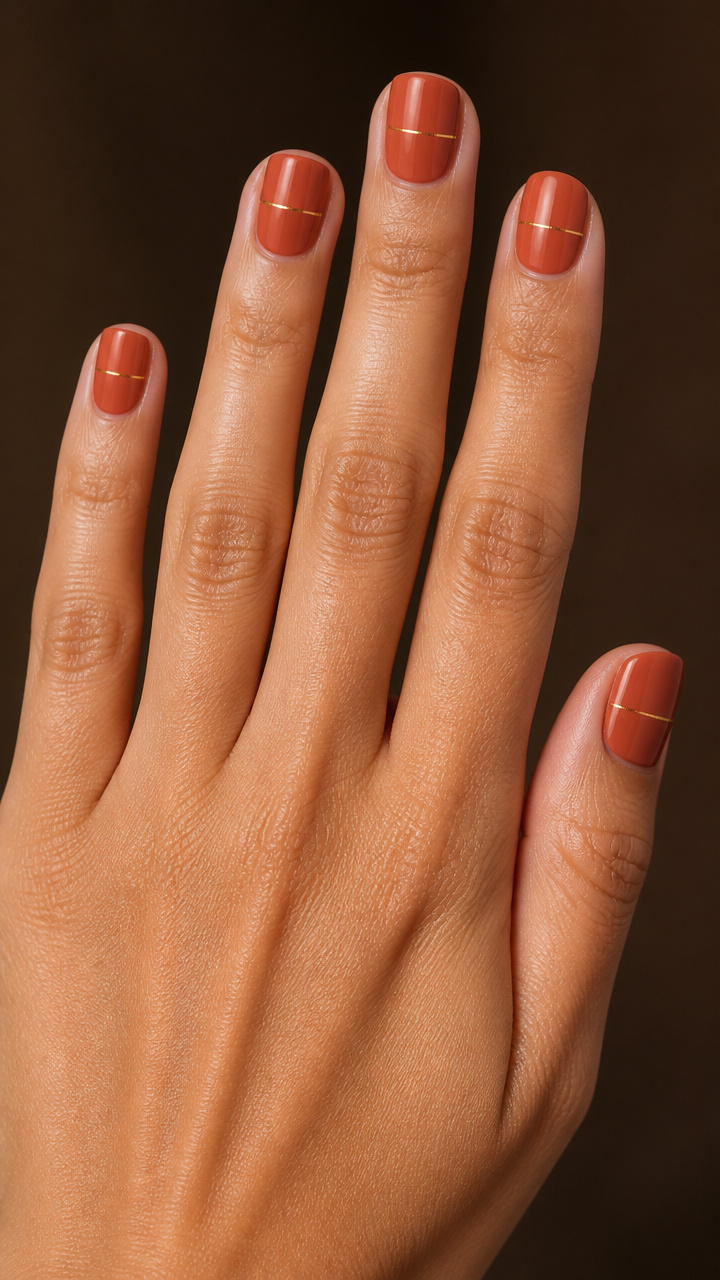 Muted Terracotta with Minimalist Line Art